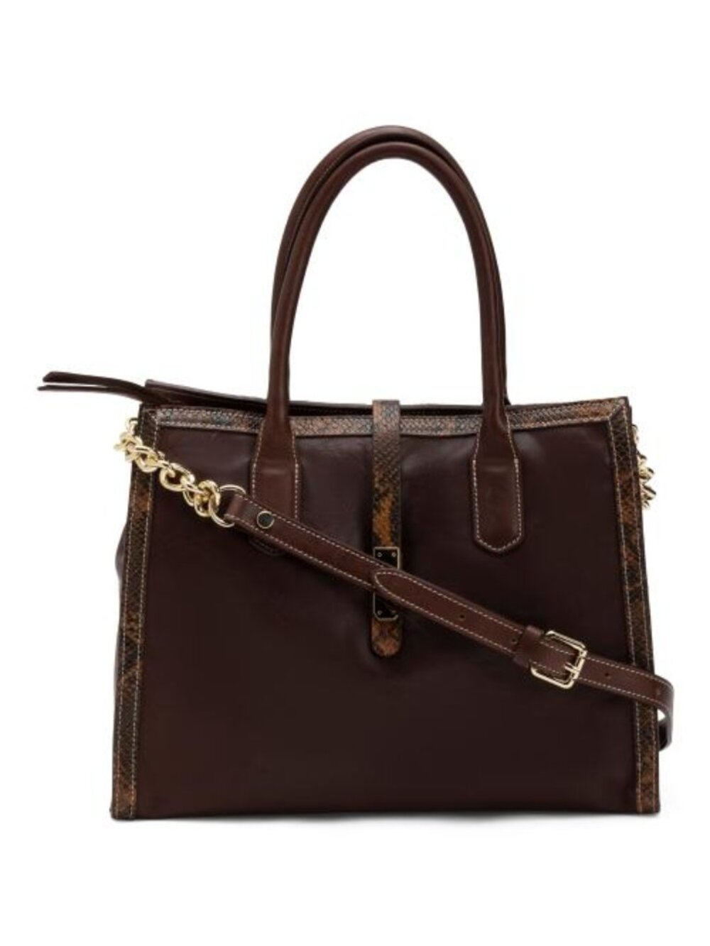 CAVALCANTI Made In Italy Leather Snake Turnlock Satchel